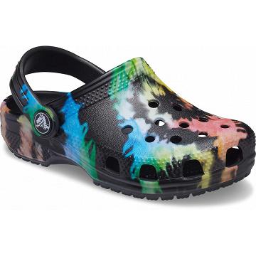 Crocs Classic Tie-Dye Graphic Klumpa Fiú Fekete | HU 1340FDNM